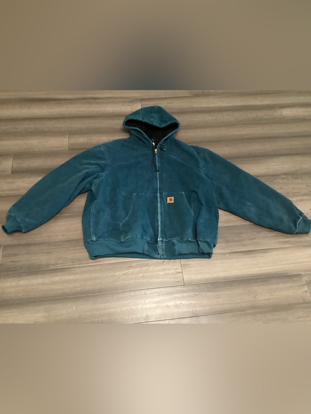 Carhartt J25DTL 2XL Teal Hooded Work Jacket Good Condition Heavy